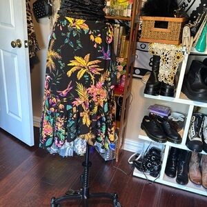 Rachel Rachel Roy wrap skirt tropical: tiki print black - vibrant rayon sz M
